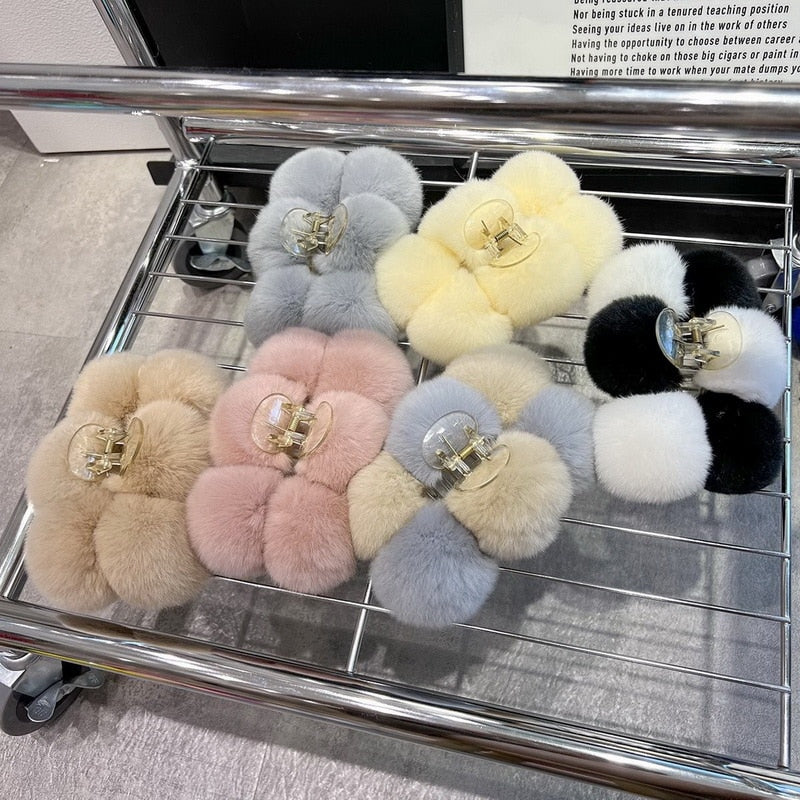 Rabbit Hair Claw Clip