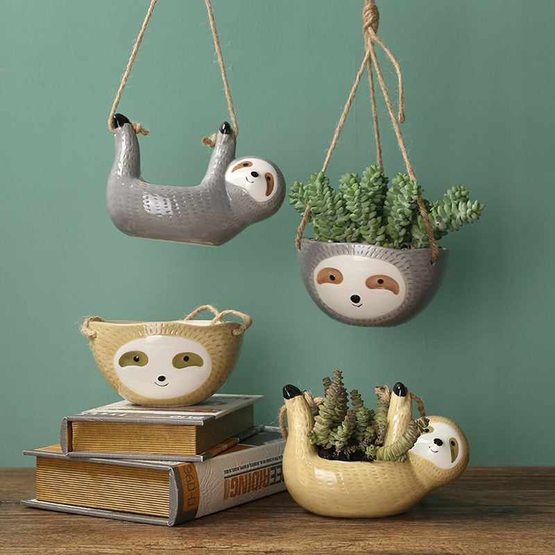 Ceramic Sloth Plant Pot
