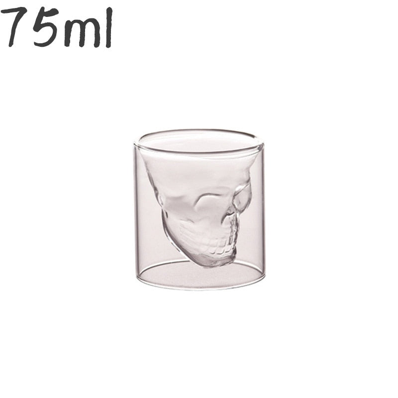 Transparent Double Wall Glass Skull Cup