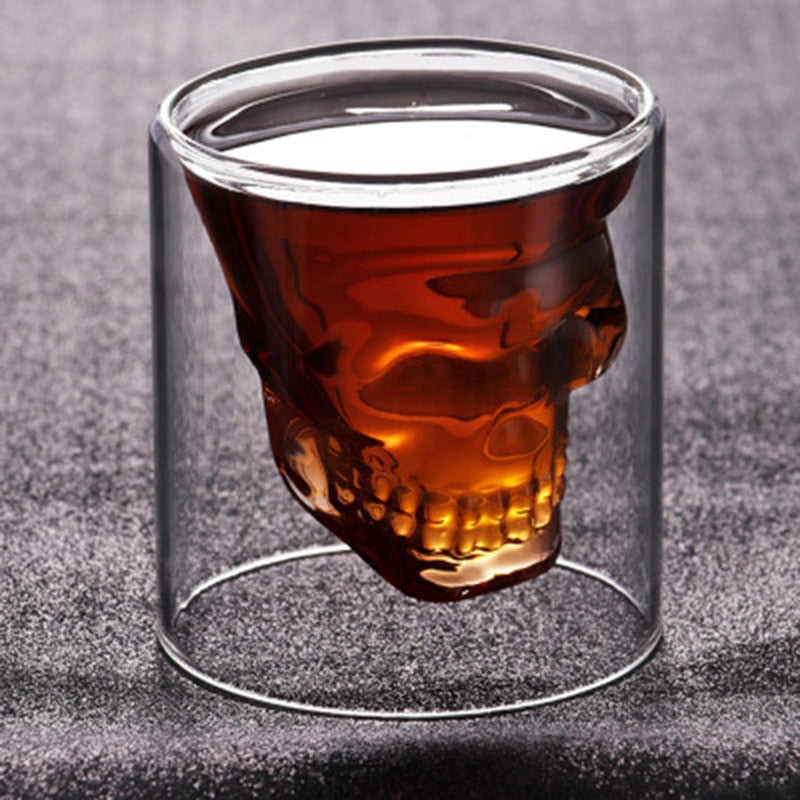 Transparent Double Wall Glass Skull Cup